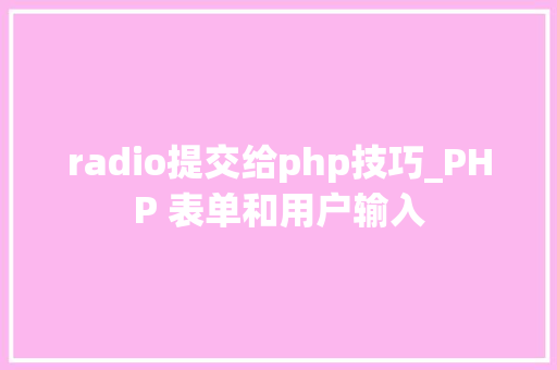 radio提交给php技巧_PHP 表单和用户输入