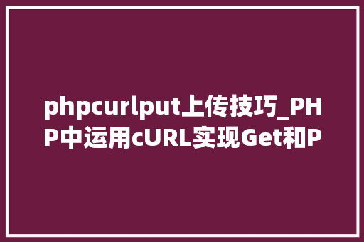 phpcurlput上传技巧_PHP中运用cURL实现Get和Post请求的方法最全