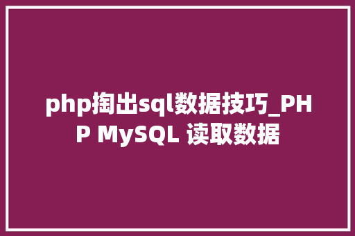 php掏出sql数据技巧_PHP MySQL 读取数据