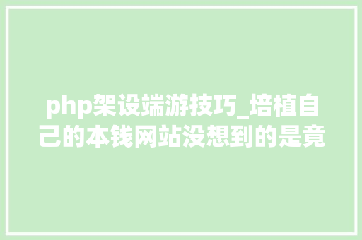 php架设端游技巧_培植自己的本钱网站没想到的是竟然有收益进账你也可以复制