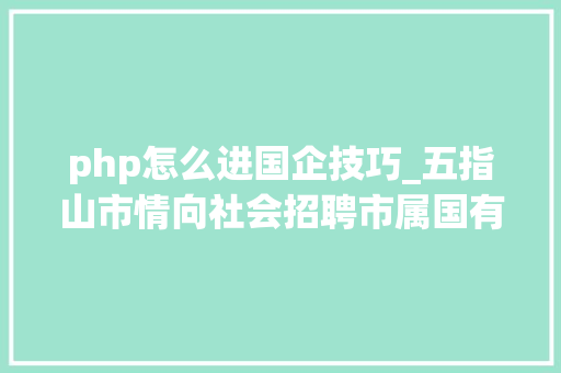 php怎么进国企技巧_五指山市情向社会招聘市属国有企业引诱人员资格前说起选聘轨范→