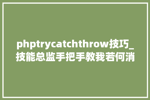 phptrycatchthrow技巧_技能总监手把手教我若何消除项目中丑陋的Try Catch获益匪浅