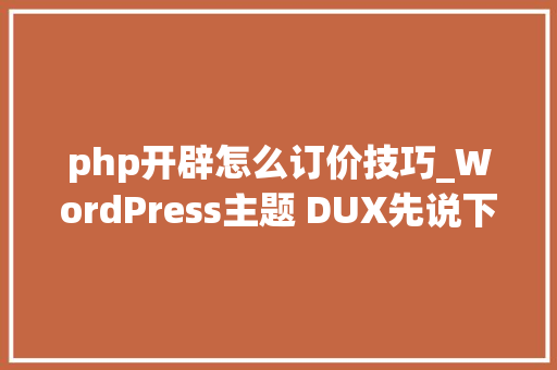 php开辟怎么订价技巧_WordPress主题 DUX先说下主题的价格