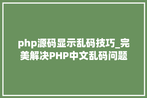 php源码显示乱码技巧_完美解决PHP中文乱码问题