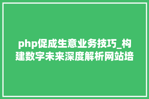 php促成生意业务技巧_构建数字未来深度解析网站培植开拓与做事