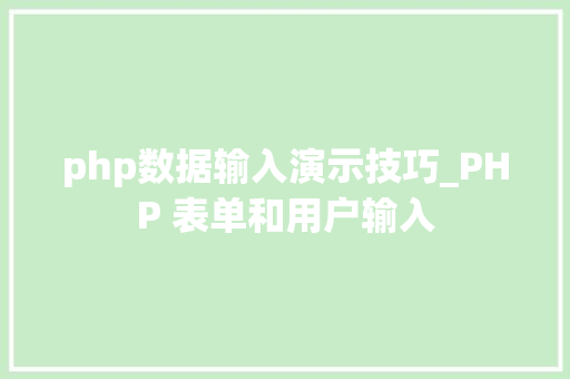 php数据输入演示技巧_PHP 表单和用户输入