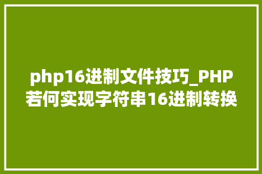 php16进制文件技巧_PHP若何实现字符串16进制转换2进制