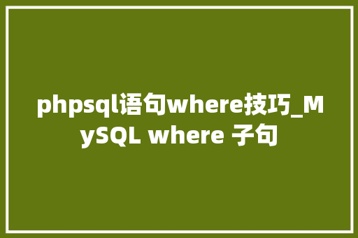 phpsql语句where技巧_MySQL where 子句