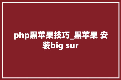 php黑苹果技巧_黑苹果 安装big sur