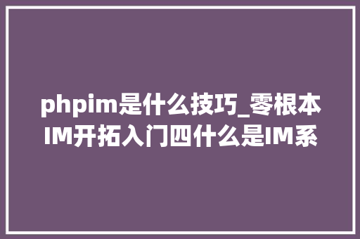 phpim是什么技巧_零根本IM开拓入门四什么是IM系统的消息时序一致性