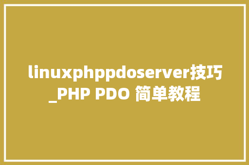 linuxphppdoserver技巧_PHP PDO 简单教程
