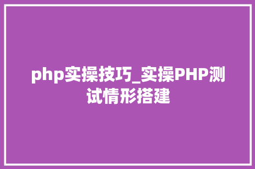 php实操技巧_实操PHP测试情形搭建