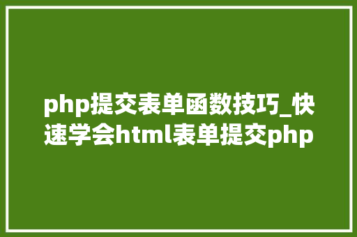 php提交表单函数技巧_快速学会html表单提交php