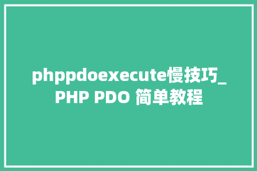 phppdoexecute慢技巧_PHP PDO 简单教程