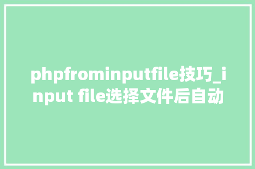 phpfrominputfile技巧_input file选择文件后自动上传的代码 phpfrominputfile技巧_input file选择文件后自动上传的代码 网站推广