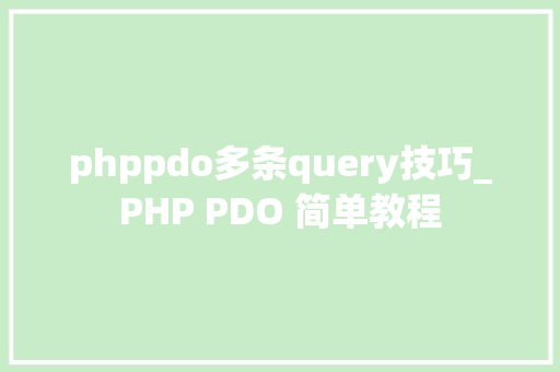 phppdo多条query技巧_PHP PDO 简单教程