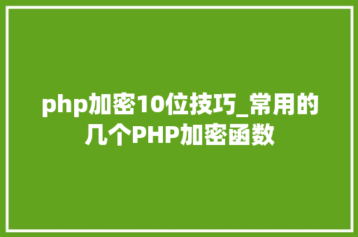 php加密10位技巧_常用的几个PHP加密函数