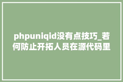 phpuniqid没有点技巧_若何防止开拓人员在源代码里加入后门暨安然审计教程