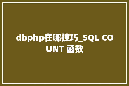 dbphp在哪技巧_SQL COUNT 函数