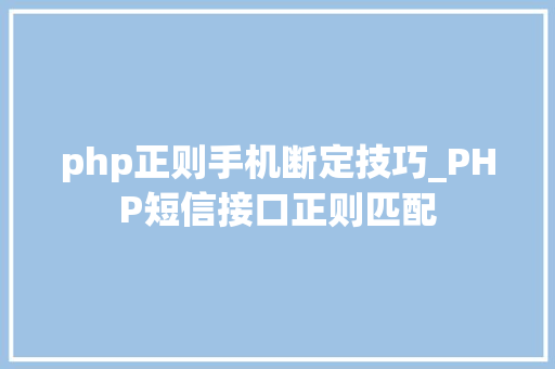 php正则手机断定技巧_PHP短信接口正则匹配