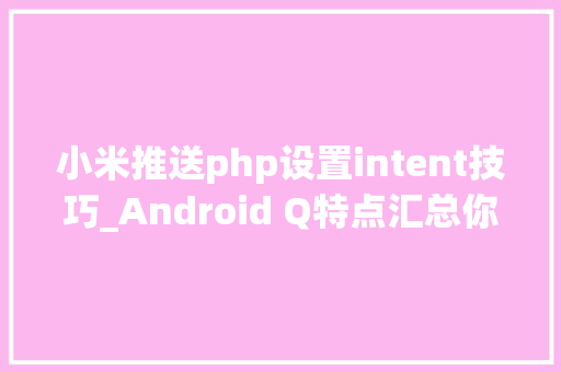 小米推送php设置intent技巧_Android Q特点汇总你想知道的都在这里