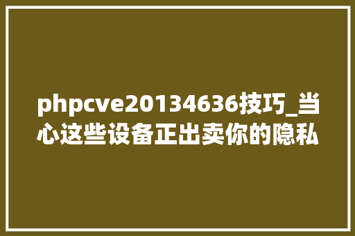 phpcve20134636技巧_当心这些设备正出卖你的隐私物联网需更高等级安防国家四部门重拳整治黑产