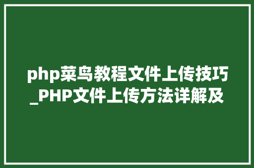 php菜鸟教程文件上传技巧_PHP文件上传方法详解及其信息解析附视频