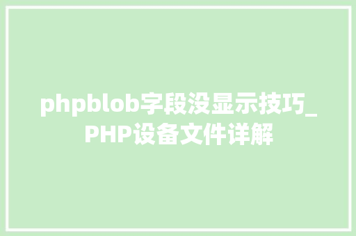 phpblob字段没显示技巧_PHP设备文件详解