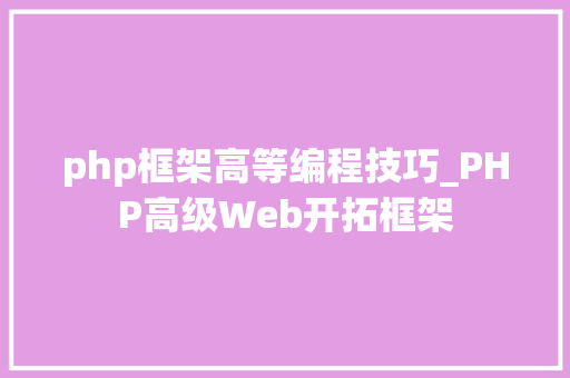 php框架高等编程技巧_PHP高级Web开拓框架