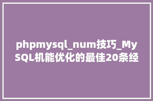 phpmysql_num技巧_MySQL机能优化的最佳20条经验 phpmysql_num技巧_MySQL机能优化的最佳20条经验 网站建设