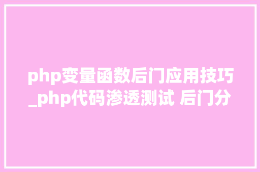php变量函数后门应用技巧_php代码渗透测试 后门分析篇