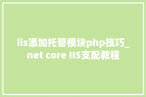 iis添加托管模块php技巧_net core IIS支配教程
