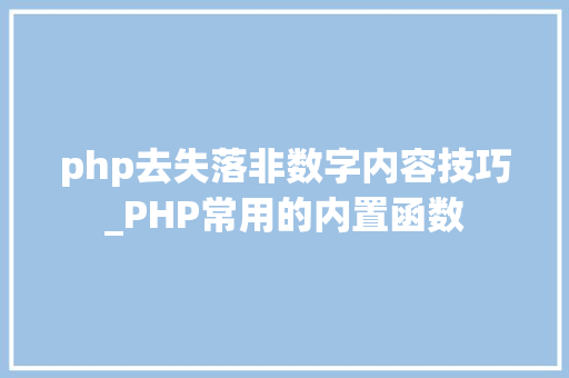 php去失落非数字内容技巧_PHP常用的内置函数