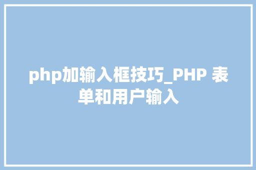 php加输入框技巧_PHP 表单和用户输入
