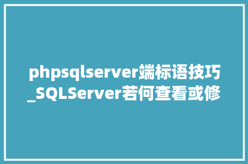 phpsqlserver端标语技巧_SQLServer若何查看或修改端口号
