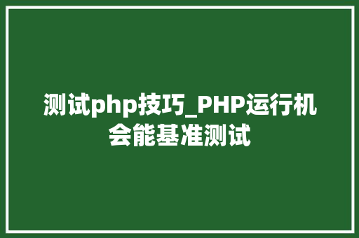 测试php技巧_PHP运行机会能基准测试