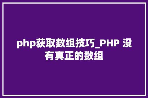 php获取数组技巧_PHP 没有真正的数组