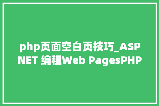 php页面空白页技巧_ASPNET 编程Web PagesPHP