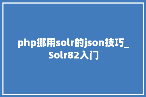 php挪用solr的json技巧_Solr82入门