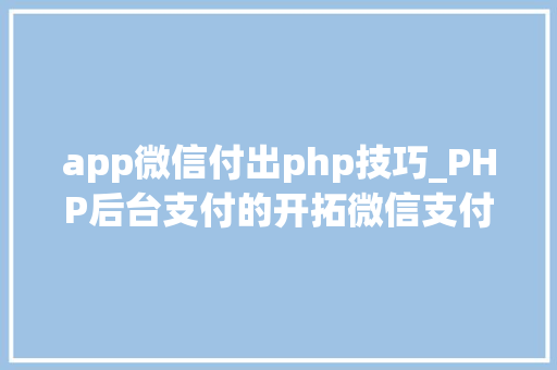 app微信付出php技巧_PHP后台支付的开拓微信支付和支付宝支付