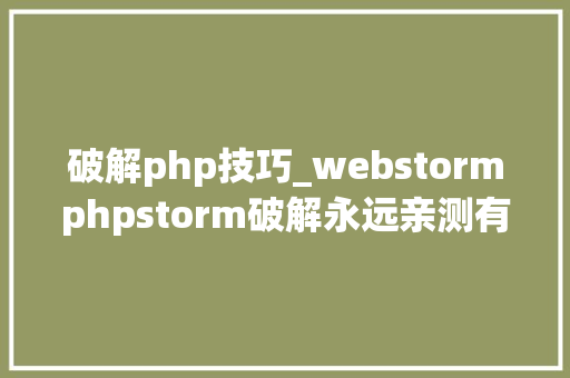 破解php技巧_webstormphpstorm破解永远亲测有效