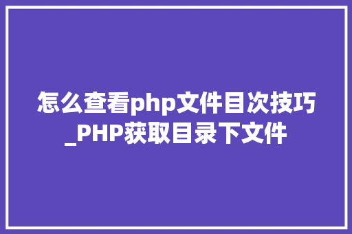 怎么查看php文件目次技巧_PHP获取目录下文件
