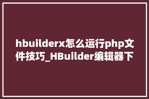 hbuilderx怎么运行php文件技巧_HBuilder编辑器下搭建php情形