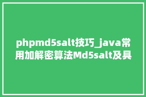 phpmd5salt技巧_java常用加解密算法Md5salt及具体运用