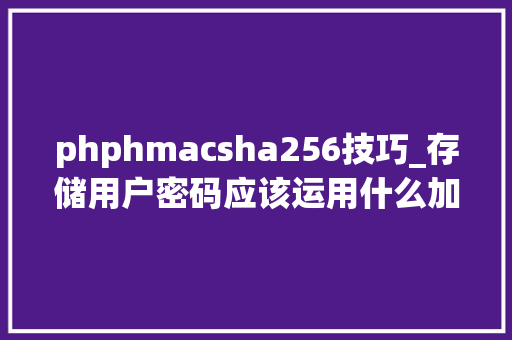 phphmacsha256技巧_存储用户密码应该运用什么加密算法