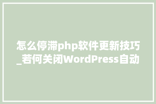怎么停滞php软件更新技巧_若何关闭WordPress自动更新版本进级功能