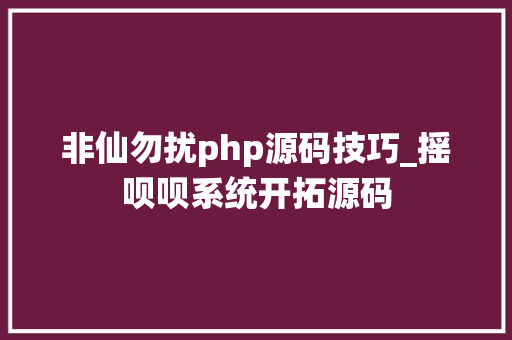 非仙勿扰php源码技巧_摇呗呗系统开拓源码