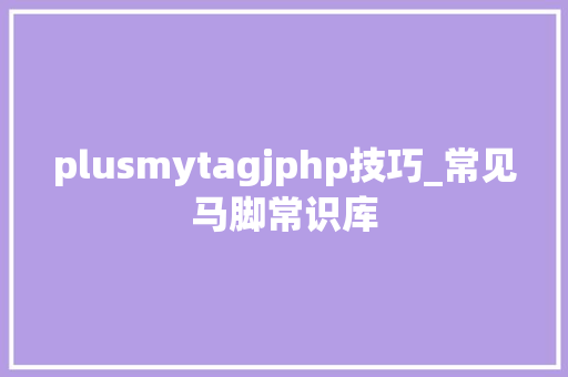 plusmytagjphp技巧_常见马脚常识库