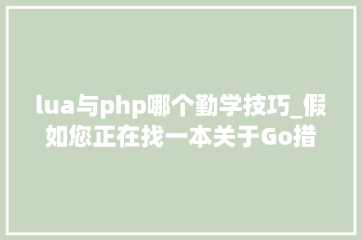 lua与php哪个勤学技巧_假如您正在找一本关于Go措辞的入门书我只推荐您这本