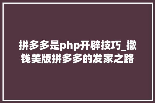 拼多多是php开辟技巧_撒钱美版拼多多的发家之路